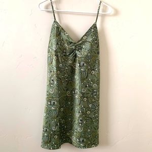 ASOS Stradivarius satin slip mini dress in green paisley NWT